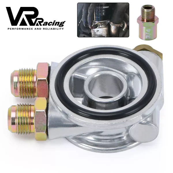 Oil Cooler Filter Sandwich Plate Thermostat Adapter 3/4″ 16-UNF And AN10 Fitting