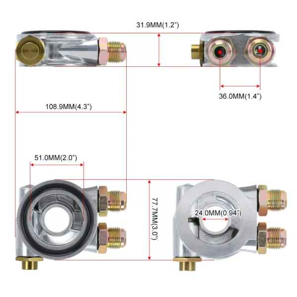 Oil Cooler Filter Sandwich Plate Thermostat Adapter 3/4″ 16-UNF And AN10 Fitting